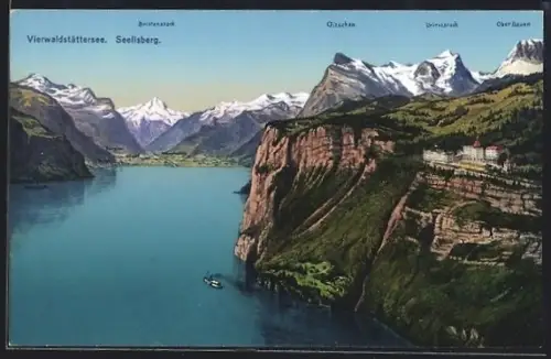 AK Seelisberg /Vierwaldstättersee, Panorama mit Grand Hotel Sonnenberg