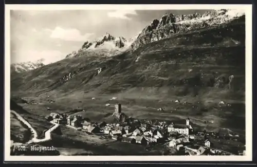 AK Hospenthal, Blick auf den Ort und Berge