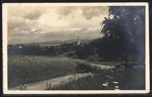 AK Tägerwilen, Landstrasse mit Blick zur Kirche