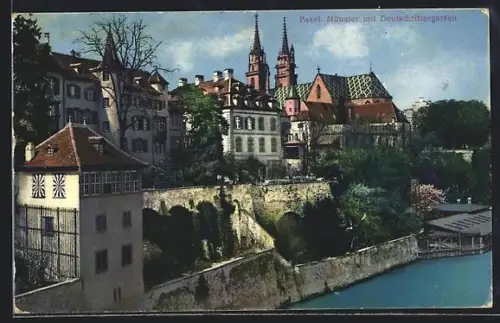 AK Basel, Münster mit Deutschrittergarten