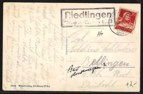 AK Rheinfelden, Uferpartie mit Häuserfassaden