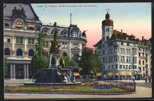 AK St. Gallen, Roderbrunnen und Multertor