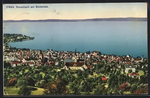 AK Rorschach am Bodensee, Stadtansicht aus der Vogelschau