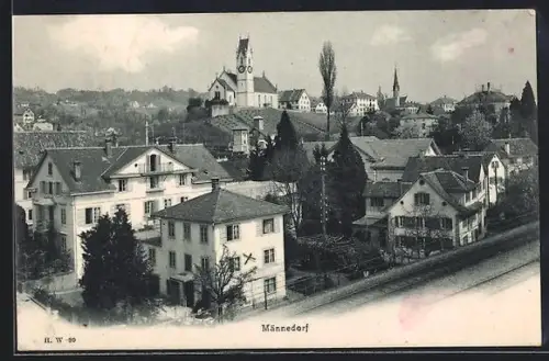 AK Männedorf, Ortsansicht mit Kirche