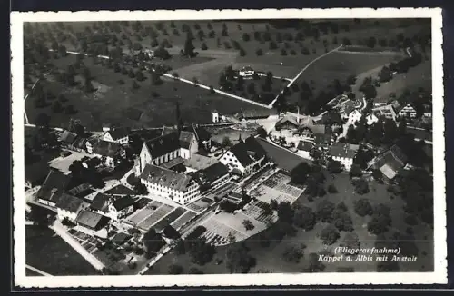 AK Kappel a. Albis, Ortsansicht mit Anstalt, Fliegeraufnahme