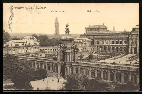 AK Dresden, Kgl. Zwinger, Fernheizwerk, Kgl. Hofoper