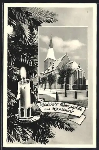 AK Horstmar, Kirche, Tannenzweig, Kerze