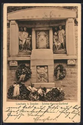 AK Loschwitz b. Dresden, Schiller-Körner-Denkmal