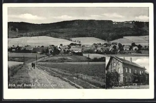 AK Bremke, Ortsansicht mit Ith und Gasthaus Kuhlmann