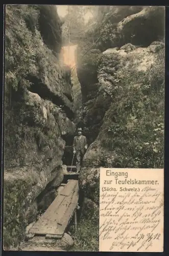 AK Wehlen /Sachsen, Eingang zur Teufelskammer