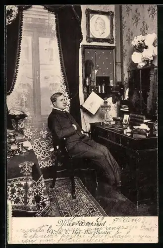 AK Portrait Theaterschauspieler Max Devrient, K. u. K. Hof-Burgtheater