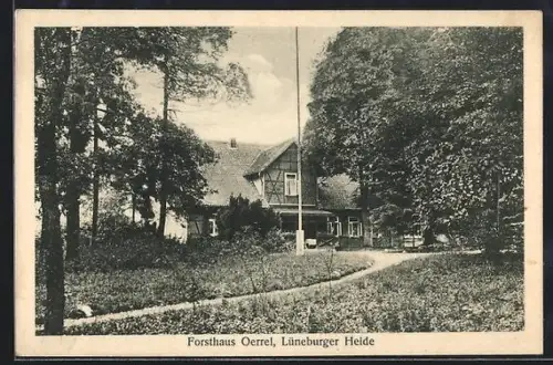AK Oerrel /Lüneburger Heide, Forsthaus mit Weg