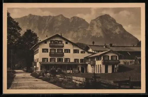 AK Ramsau, Gasthaus zur Wimbachklamm mit Alpenpanorama
