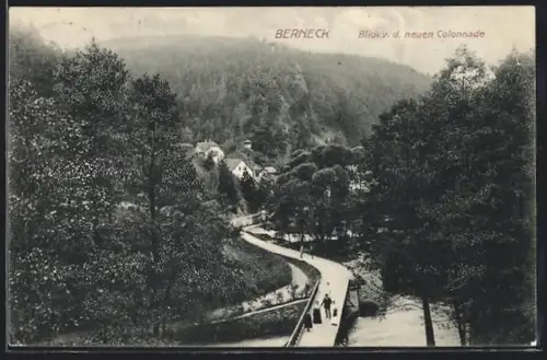 AK Berneck, Blick v. d. neuen Colonnade auf den Ort