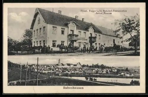 AK Babenhausen, Fürstl. Fugger`sches Bahnhof-Restaurant von Anton Maurus