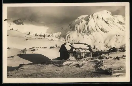 AK Sonnschienhütte, Blick zur vergrösserten Sonnschienhütte