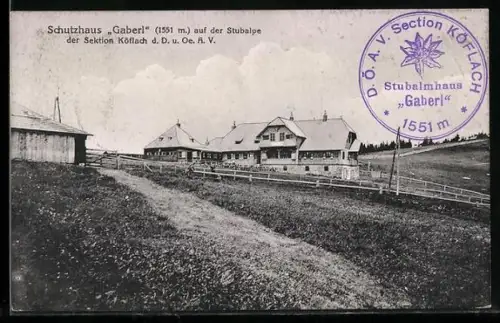 AK Stubalmhaus Gaberl, Schutzhaus der Sektion Köflach d. D. u. Oe. A. V.