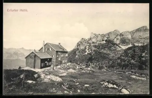 AK Erfurter Hütte, Berghütte mit Gebirgspanorama