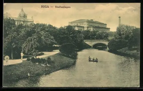 AK Riga, Stadtanlagen mit Flusspartie