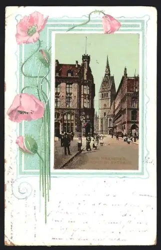 AK Hannover, Marktplatz mit altem Rathaus