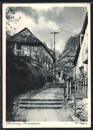 AK Hamburg-Blankenese, Panzerstrasse, Fachwerkhäuser, Treppenweg