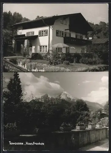 AK Berchtesgaden, Gasthaus Haus Franken, Alpenpanorama