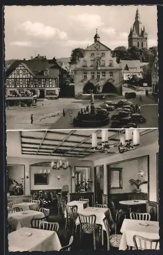 AK Brilon, Marktplatz, Rathaus, Stadtkirche, Café Starke