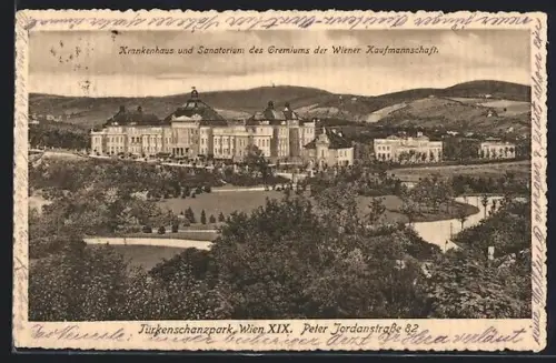 AK Wien, Türkenschanzpark, Krankenhaus und Sanatorium des Gremiums der Wiener Kaufmannschaft, Peter Jordanstrasse 82