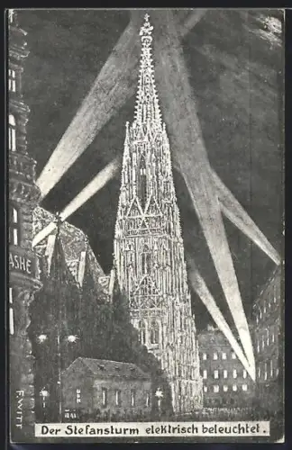AK Wien, Stefansturm elektrisch beleuchtet