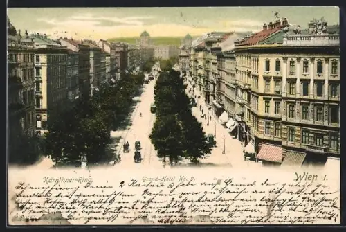 AK Wien, Kärnthner-Ring mit Grand-Hotel No. 9