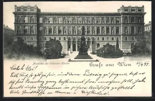 AK Wien, Academie der bildenden Künste mit Denkmal