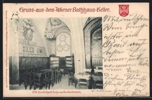 AK Wien, Gasthaus Wiener Rathaus-Keller, Innenansicht