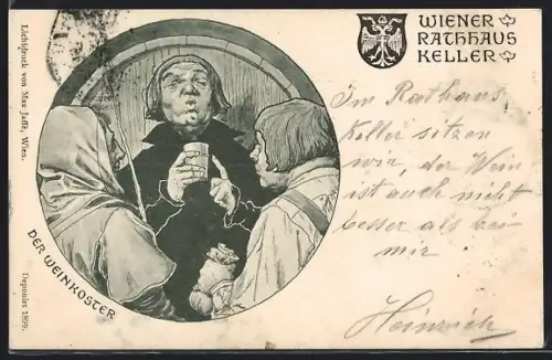 Künstler-AK Wien I, Der Weinkoster, Wiener Rathaus Keller