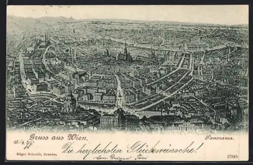 Künstler-AK Wien, Panorama mit Dom