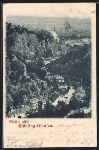 AK Mödling-Klausen, Panorama mit Bergen