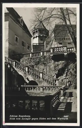 AK Rosenburg, Schloss Rosenburg Blick vom Zwinger gegen Süden mit Wartturm
