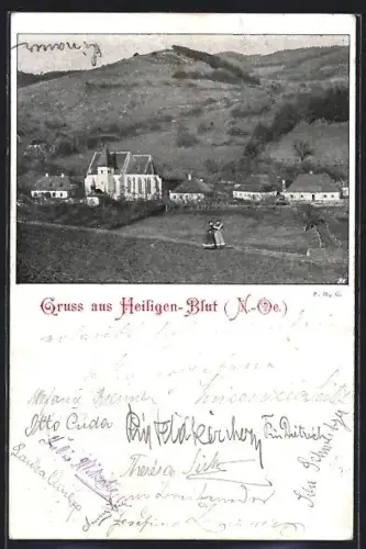 AK Heiligen-Blut /Niederösterreich, Ortsansicht mit Kirche