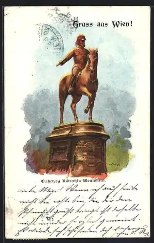 Lithographie Wien, Erzherzog-Albrecht-Monument