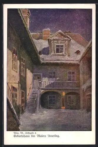 Künstler-AK Wien, Stiftgasse 8, Geburtshaus des Malers Amerling