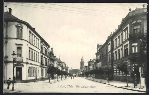 AK Landau /Pfalz, Blick in die Westbahnstrasse