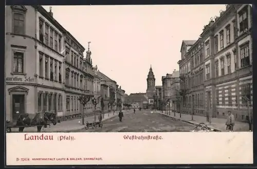AK Landau /Pfalz, Partie in der Westbahnstrasse
