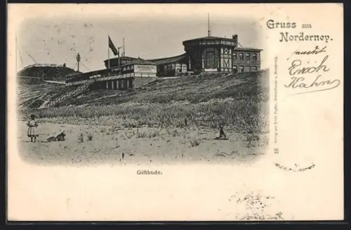 AK Norderney, Gasthaus Giftbude am Strand