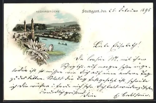 Lithographie Stuttgart, An der Neckarbrücke