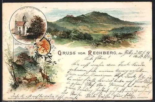 Lithographie Rechberg, Kirche, Ruine