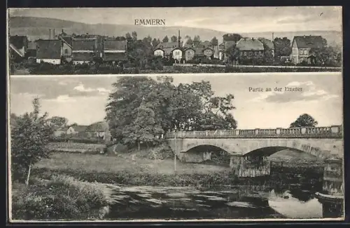 AK Emmern, Teilansicht und Partie an der Emmer