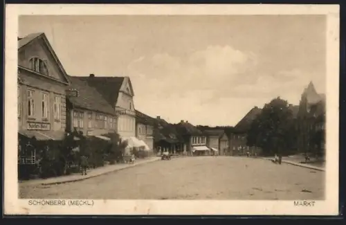 AK Schönberg /Meckl., Partie am Markt mit Spehrs Hotel