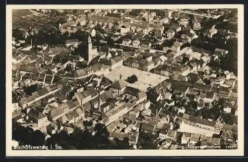 AK Bischofswerda, Ortspanorama aus der Luft gesehen