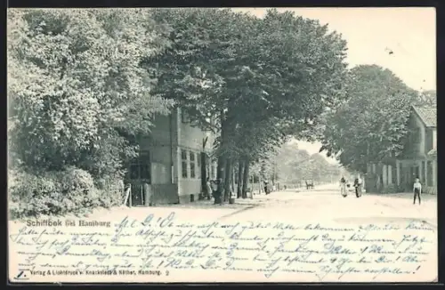 AK Hamburg-Billstedt, Strassenpartie mit Passanten