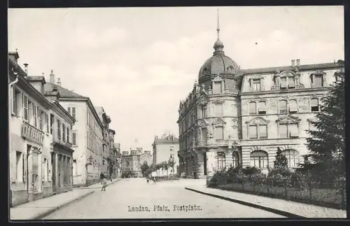 AK Landau /Pfalz, Postplatz mit Synagoge