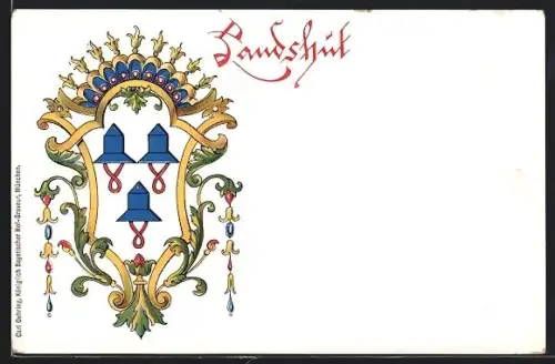 AK Landshut, Wappen mit goldenen Verzierungen